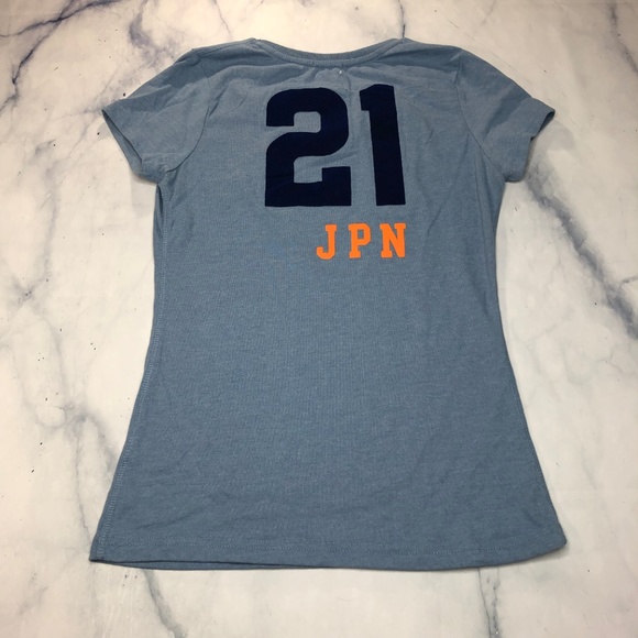 Superdry Blue Flocked Rockets Logo V Neck Tee - Picture 5 of 8